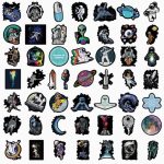 پک استیکر پنجاه عددی فضانورد Astronaut sticker pack - تصویر 2