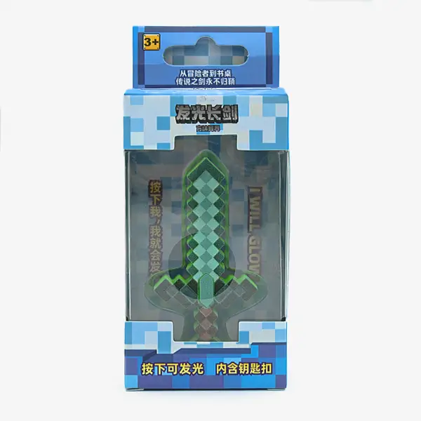 minecraft-glowing-sword-keychain-green-webp-1 جاکلیدی چراغ دار طرح شمشیر ماینکرافت Minecraft Keychain - تصویر 1