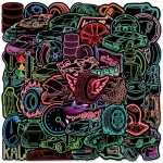 پک استیکر ماشین نئونی Neon Racing Car Sticker Pack