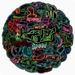 پک استیکر ماشین نئونی Neon Racing Car Sticker Pack - تصویر 4