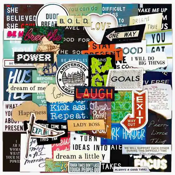 retro-motivational-text-sticker-w1 پک استیکر متن مدل تکست انگلیسی Retro Motivational Text Sticker Pack - تصویر 1
