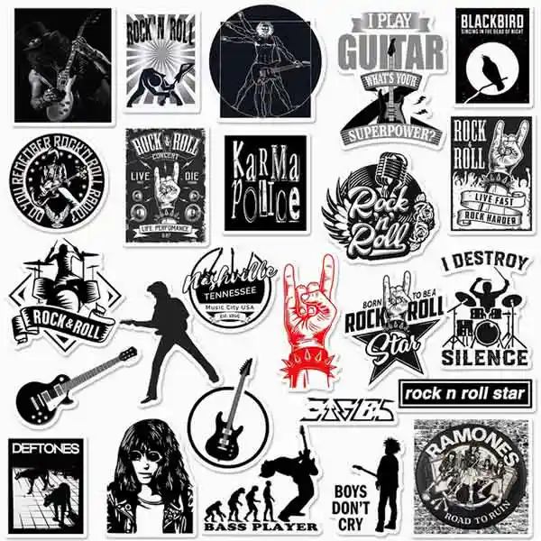 rock-and-roll-music-sticker-pack-w1 پک استیکر موسیقی راک Rock and Roll Music Sticker Pack - تصویر 1