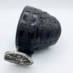 کمربند چرمی تمام مشکی طرح صلیب  کروم هارتس Chrome Hearts Black Leather Belt - تصویر 2