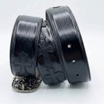 کمربند چرمی تمام مشکی طرح صلیب  کروم هارتس Chrome Hearts Black Leather Belt - تصویر 3