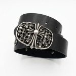 کمربند چرمی مشکی با صلیب فلزی طرح  کروم هارتس Chrome Hearts Leather Belt - تصویر 4