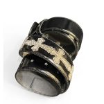 کمربند چرمی مشکی طرح صلیب سفید کروم هارتس Chrome Hearts Belt - تصویر 2