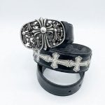 کمربند چرمی مشکی طرح صلیب سفید کروم هارتس Chrome Hearts Belt - تصویر 4