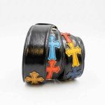 کمربند چرمی مشکی چند رنگ طرح صلیب کروم هارتس Chrome Hearts Leather Belt - تصویر 4