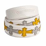 کمربند چرمی طرح صلیب زرد و طوسی کروم هارتس Chrome Hearts Belt - تصویر 2