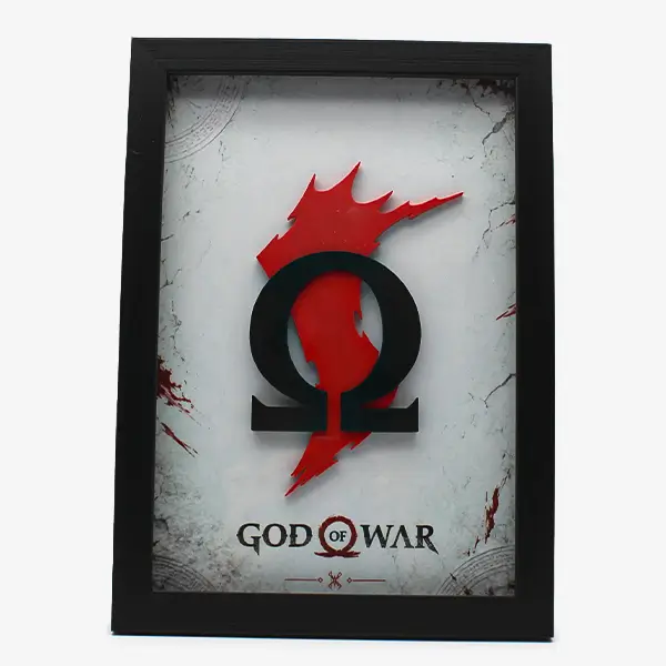 god-of-war-omega-logo-shadow-box-frame-webp-1 تابلو سه بعدی طرح بازی گاد اف وار God of War Omega Logo Shadow Box Frame - تصویر 1
